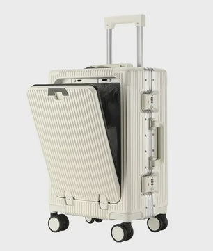 Luxe Rolkoffer met Vooropening, Aluminium Frame & USB-poort - Grote Capaciteit