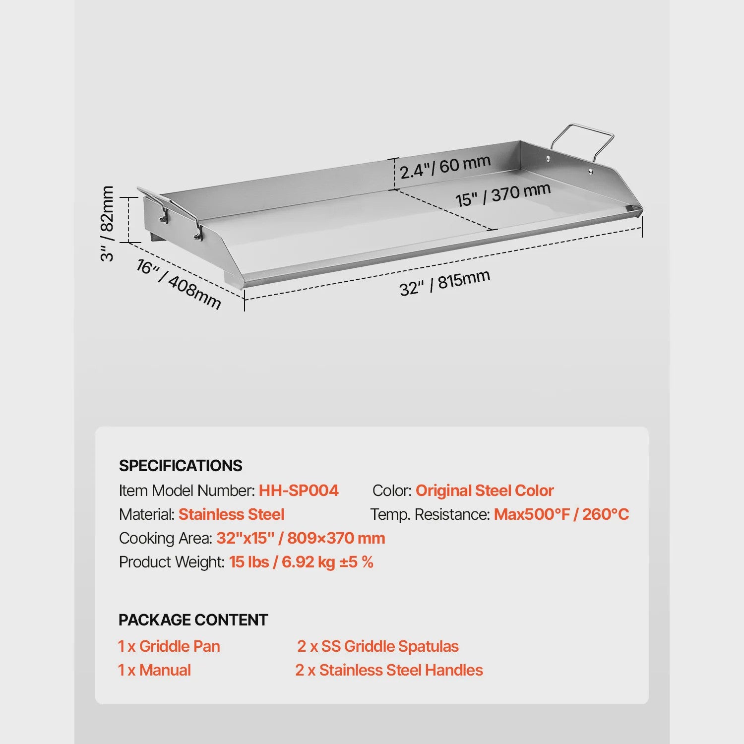 RVS Grillplaat Platte Top Rechthoekig - Draagbare Bakplaat voor BBQ & Gas Grill