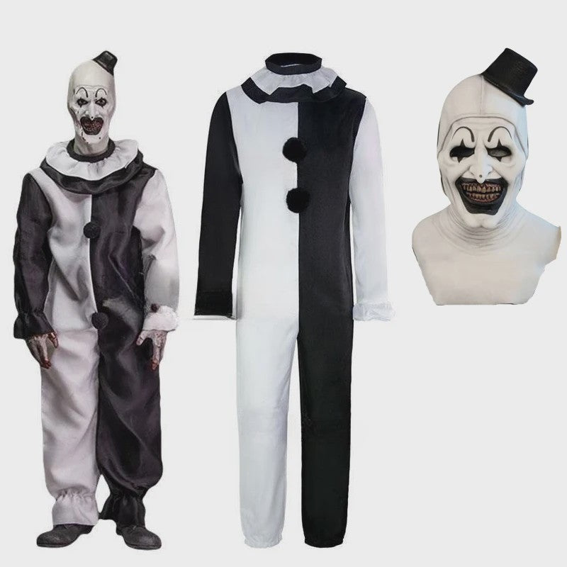 Art The Clown Kostuum & Masker - Terrifier 2 Cosplay Jumpsuit voor Heren en Dames