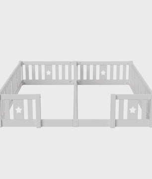 Houten Kinder Vloerbed 90x200cm met Zijhek - Veilig en Sfeervol Slapen voor 2 Kinderen