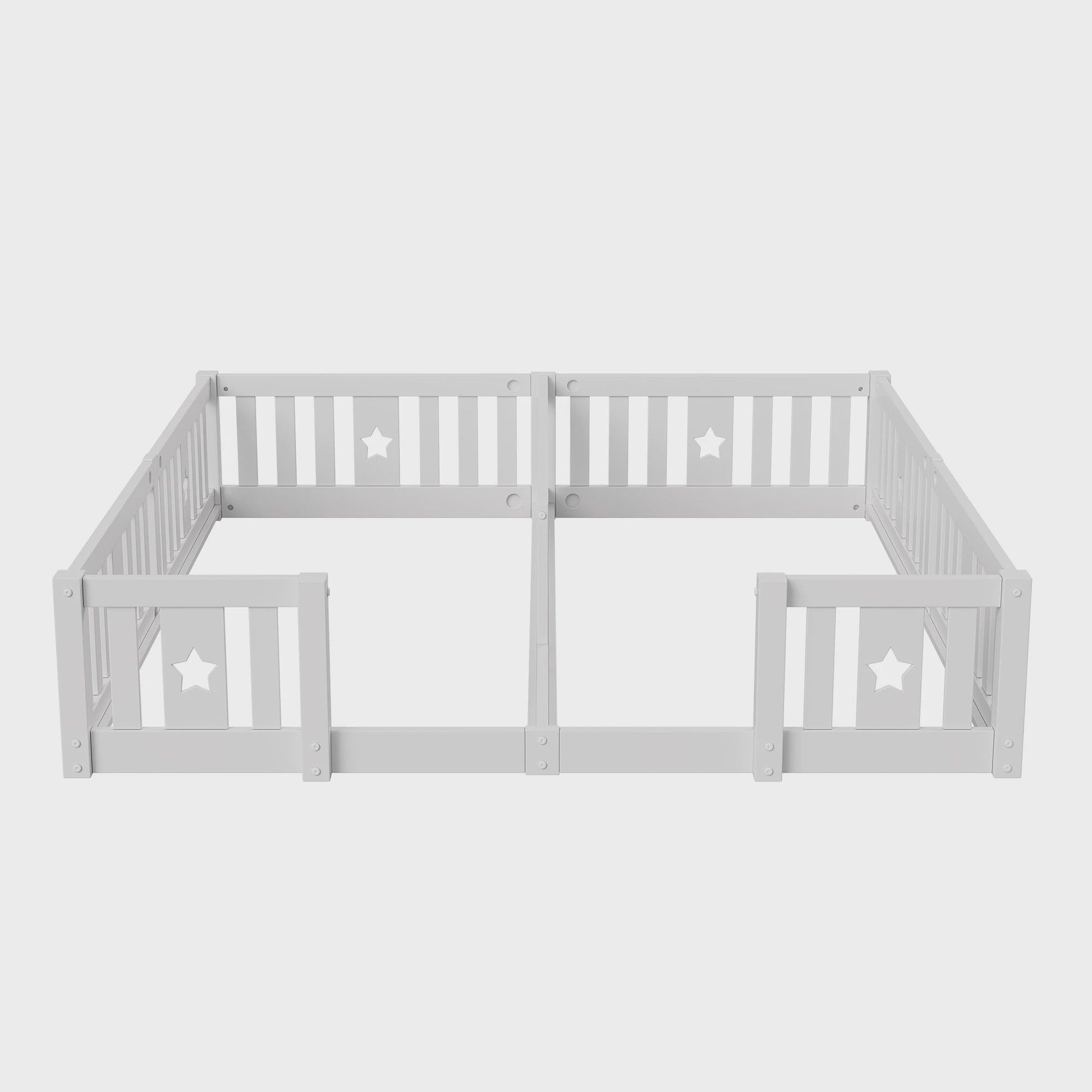 Houten Kinder Vloerbed 90x200cm met Zijhek - Veilig en Sfeervol Slapen voor 2 Kinderen