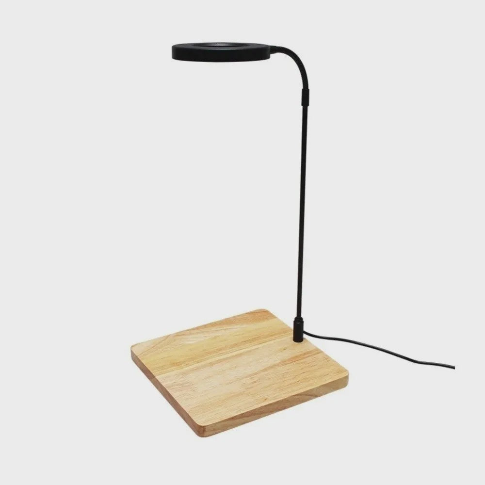Verstelbare 10W LED Aquarium Lamp met Houten Basis & USB - Ideaal voor Landschapsverlichting