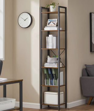 Schoenenrek met 10 vakken, smal en hoog, stalen frame, industrieel design