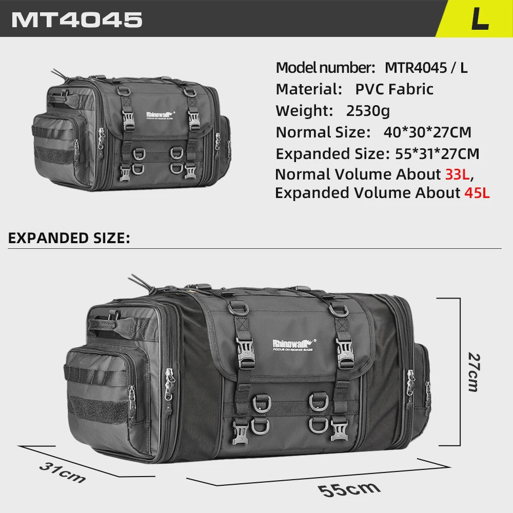 Rhinowalk Motor Bagage Tas - Waterdicht & Uitbreidbaar (19L-80L)