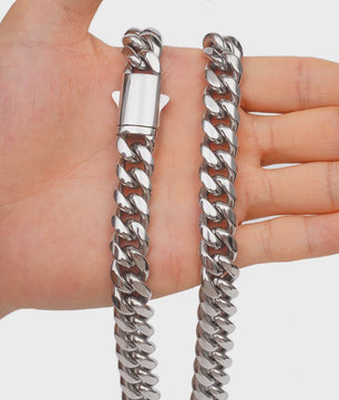 Zilverkleurige Roestvrij Staal Cubaanse Miami Link Ketting (6mm-14mm)