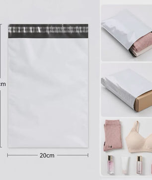 50x Witte Verzendzakken - Sterk Polyethyleen, Zelfklevend, Waterdicht - Ideaal voor Post en Koeriers