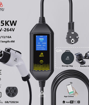 Draagbare EV Charger GWUYU 3.5kW - Type 1, 2, GBT - APP Bediening