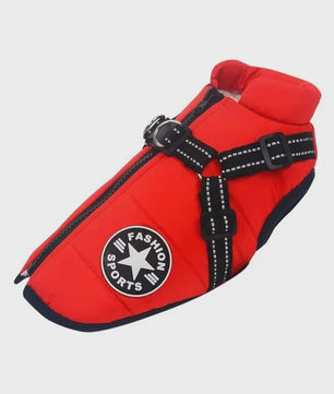 Grote Hond Winterjas met Geïntegreerd Harnas - Waterdicht & Warm