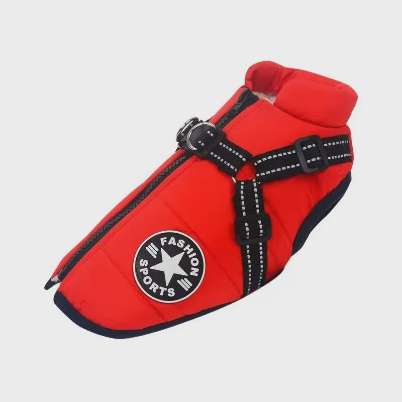 Grote Hond Winterjas met Geïntegreerd Harnas - Waterdicht & Warm