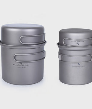 Boundless Voyage Titanium Kampeer Kookset - Lichtgewicht Potten & Pannen met Opvouwbare Handgrepen