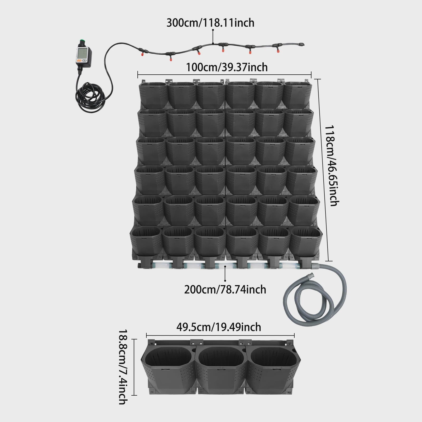 Verticale Wandplanter met Timer - Zelfwaterend - 36 Vakken - 100x118.5cm