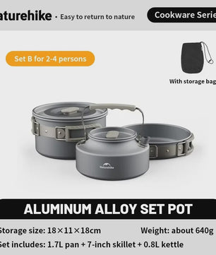 Naturehike Ultralichte Aluminium Camping Kookset - Complete Outdoor Keukenuitrusting