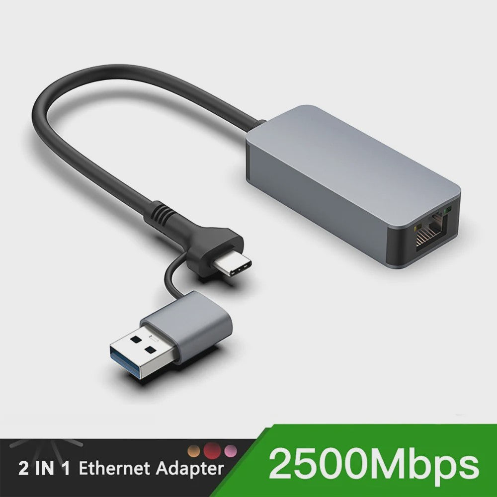 2.5G USB-C naar RJ45 Ethernet Adapter | 2500Mbps Netwerkkaart voor Laptop & PC