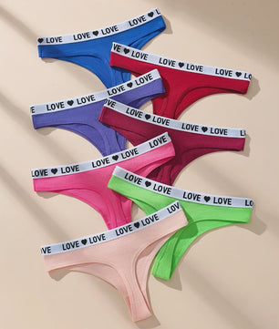 7-Delige Dames Katoen Strings Set - Zwart, Gestreept & Zacht - Comfortabele Tanga Ondergoed