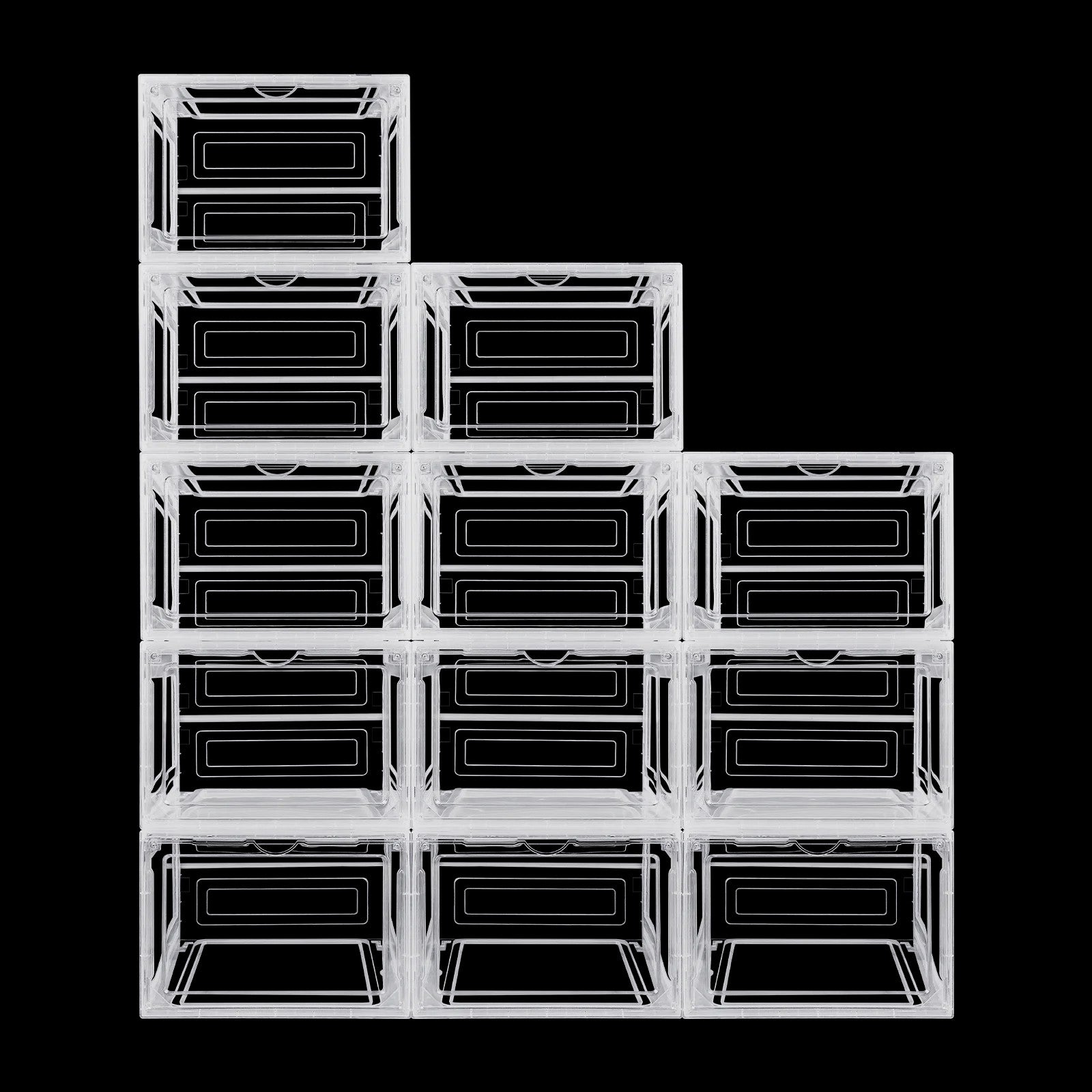 Transparante Schoenendozen Set (6, 9 of 12 stuks) - Stapelbaar, Magnetisch, Stofvrij