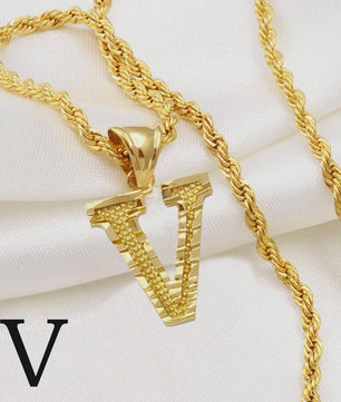 Gouden Initiaal Ketting met Touwketting - Kies Uw Letter (A-Z)