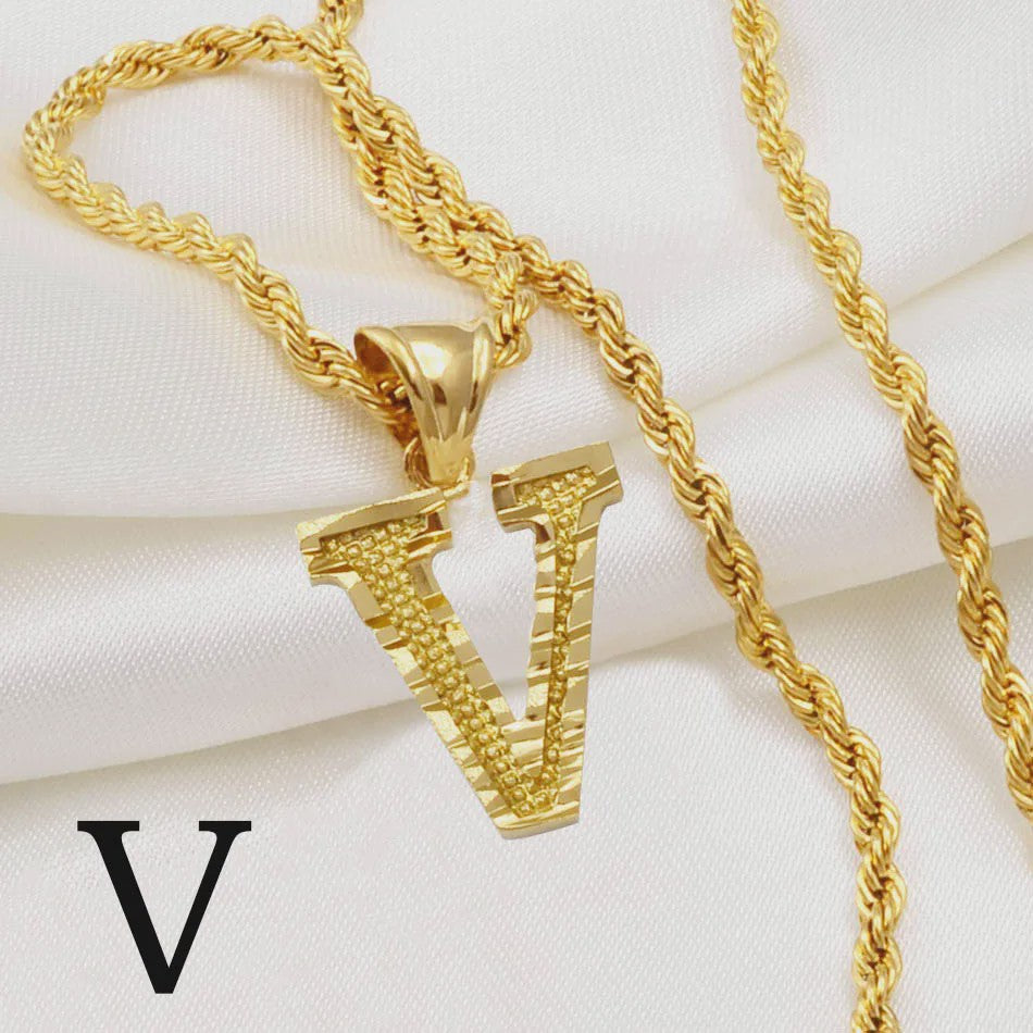 Gouden Initiaal Ketting met Touwketting - Kies Uw Letter (A-Z)