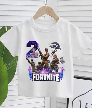 Fortnite Kinder T-shirt met Verjaardagsnummer - Zomer Kleding voor Jongens & Meisjes