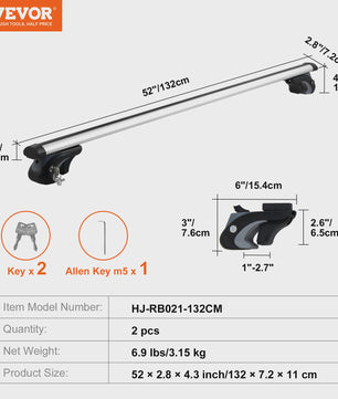 Universele Aluminium Dakdragers Crossbars - 90KG Draagvermogen - Verstelbaar