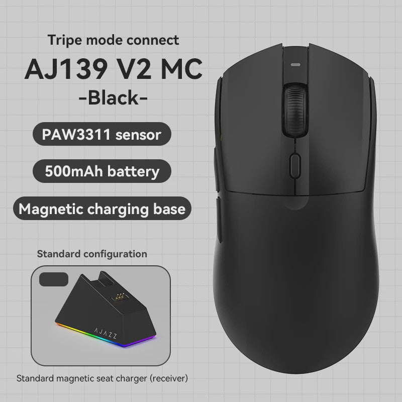 AJAZZ AJ139 V2 MC Ergonomische Gaming Muis - Lichtgewicht, Hoge Nauwkeurigheid & Tri-Mode Connectiviteit