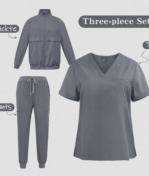 3-delige Unisex Medische Scrub Set: Jas, Top & Broek voor Zorgprofessionals