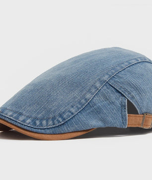 Vintage Denim Newsboy Pet voor Dames en Heren - Casual Platte Vizier Pet, Verstelbaar
