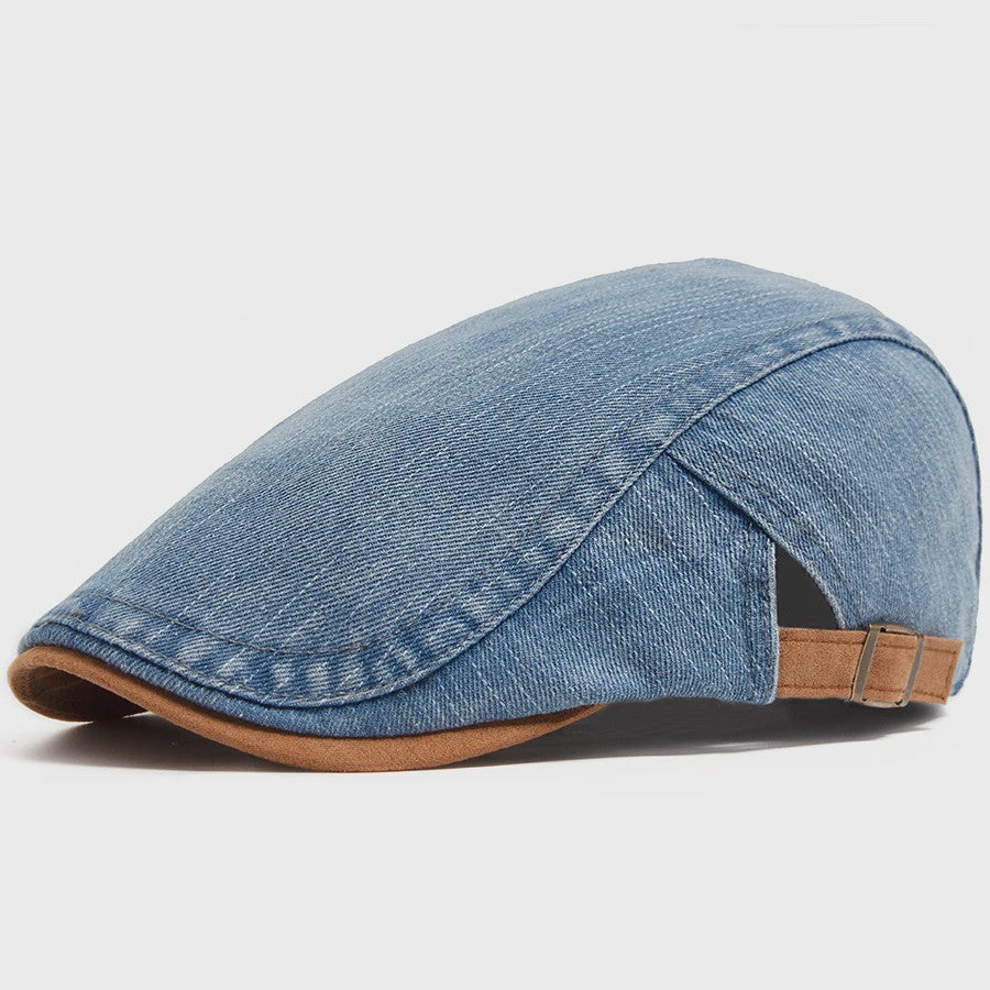 Vintage Denim Newsboy Pet voor Dames en Heren - Casual Platte Vizier Pet, Verstelbaar