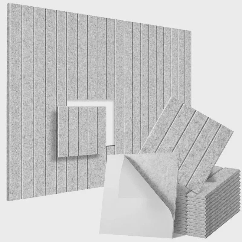 12x Akoestische Panelen 30x30cm - Geluidsabsorberend, Zelfklevend, Verticale Strepen
