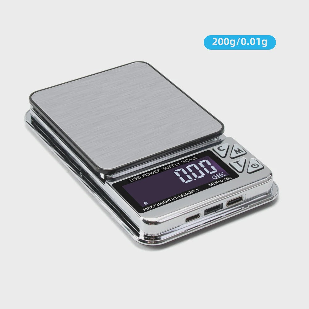 Precisie Digitale Weegschaal 200g/1000g - Hoge Nauwkeurigheid, USB Oplaadbaar