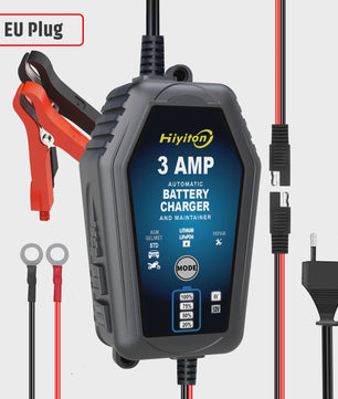 Slimme Acculader 6V/12V 3A voor Auto, Motor & Lithium Batterijen - Onderhoud & Reparatie