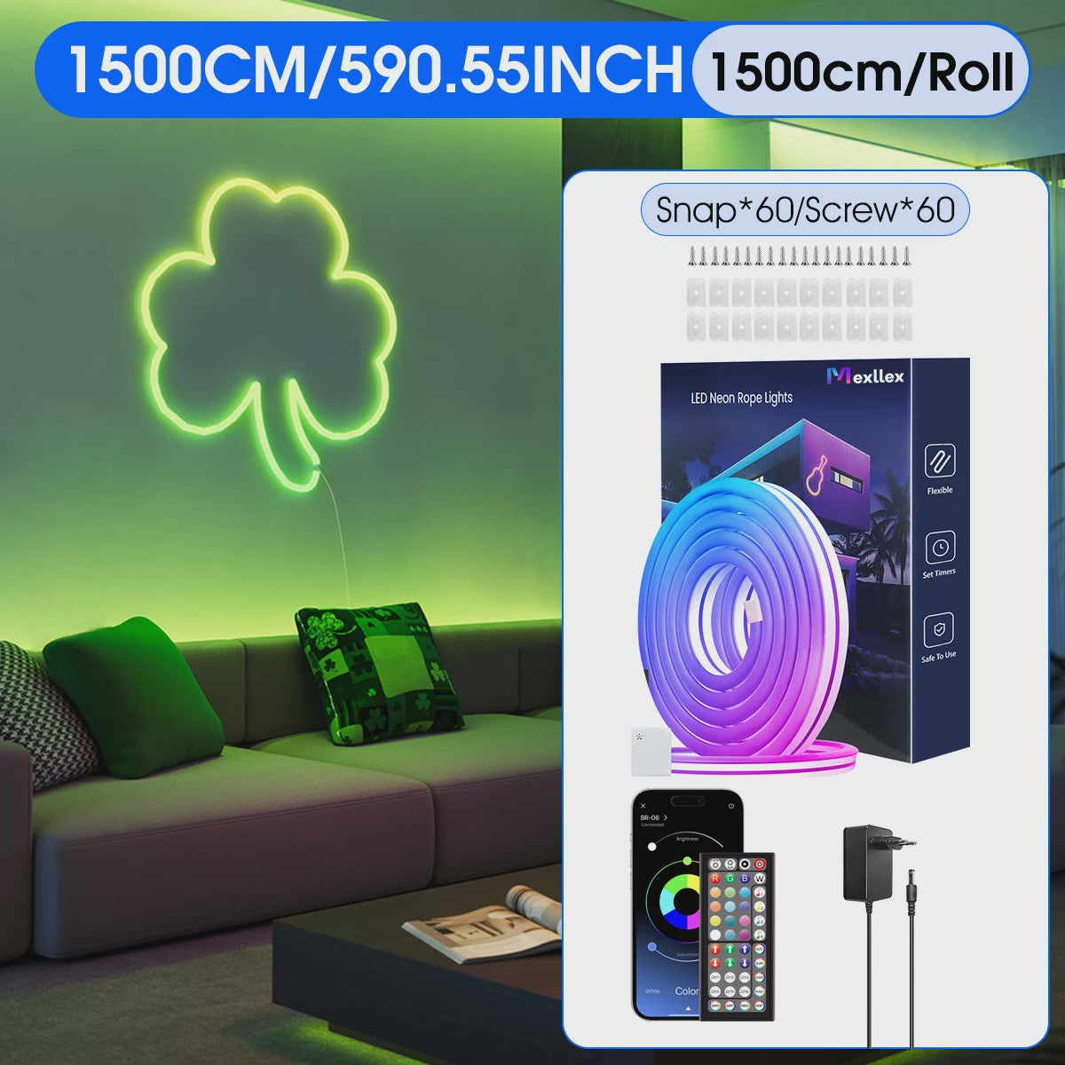 Flexibele RGB LED Neon Touwverlichting 30M/20M - App/Remote Bediening, Muziek Sync, IP65 Outdoor