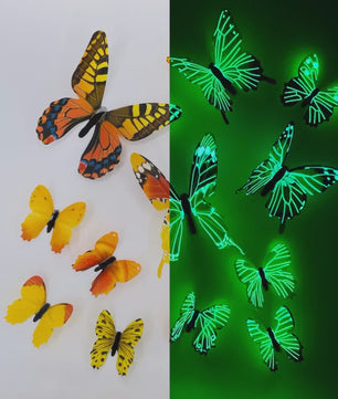 12x 3D Lichtgevende Vlinder Muurstickers - Decoratie voor Huis & Feest