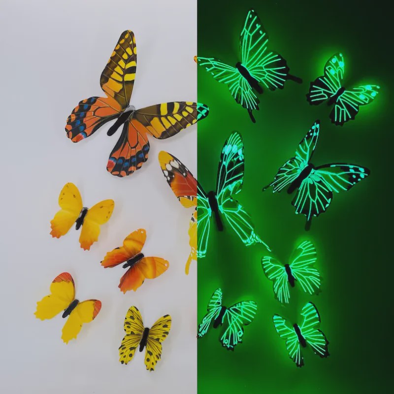 12x 3D Lichtgevende Vlinder Muurstickers - Decoratie voor Huis & Feest