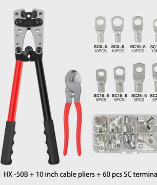 Professionele Krimptang HX-50B voor Kabelogen | 6-50mm² | AWG 10-0