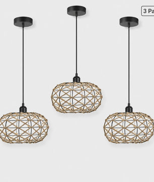 Rustieke Jute Touw Hanglamp - Boho Stijl Verlichting voor Keuken, Eetkamer & Slaapkamer