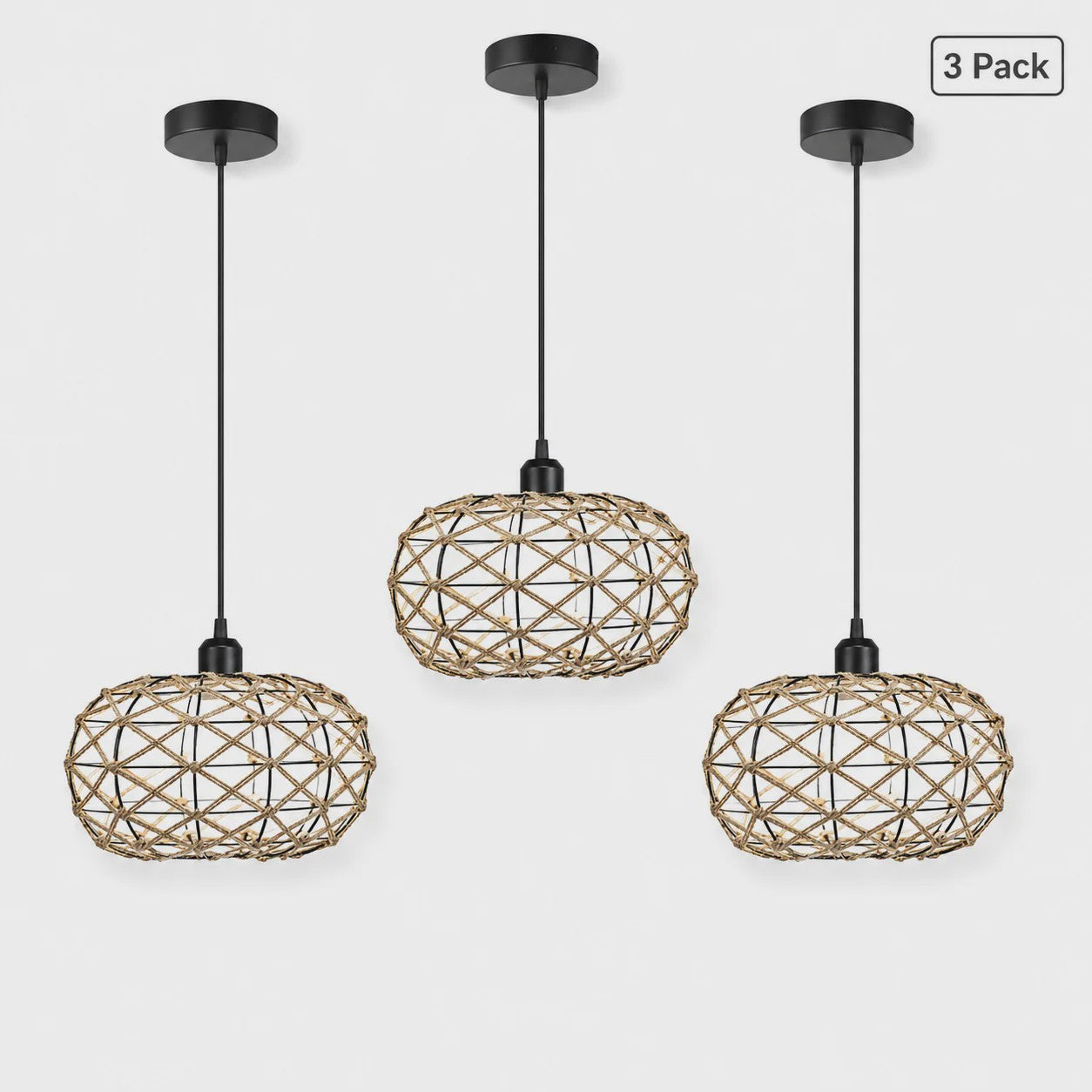 Rustieke Jute Touw Hanglamp - Boho Stijl Verlichting voor Keuken, Eetkamer & Slaapkamer