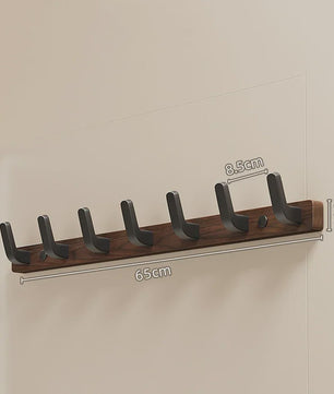 Houten Kapstok met Haken - Massief Walnoothout - Wandkapstok voor Jassen, Tassen & Sleutels