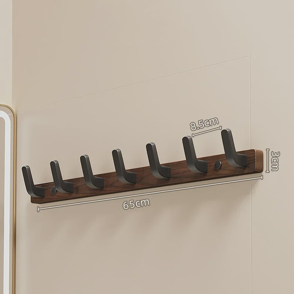 Houten Kapstok met Haken - Massief Walnoothout - Wandkapstok voor Jassen, Tassen & Sleutels