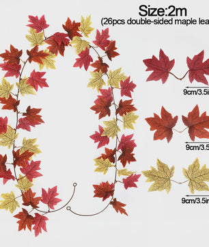 Herfst Slinger met Maple Bladeren - Kunstblad Slinger voor Thanksgiving, Halloween & Feestdecoratie