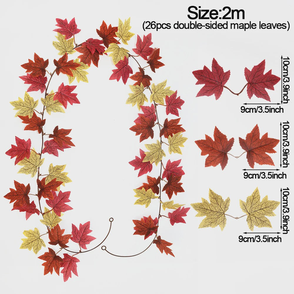 Herfst Slinger met Maple Bladeren - Kunstblad Slinger voor Thanksgiving, Halloween & Feestdecoratie
