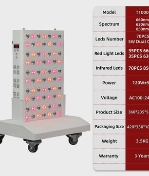Professioneel Rood & Near Infrared LED Therapie Paneel - 630nm/660nm/850nm Dual Chip