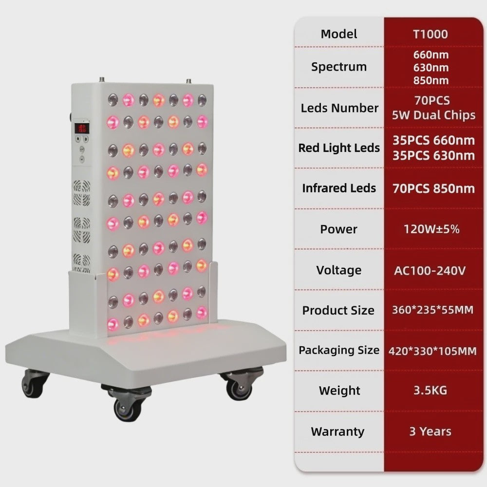 Professioneel Rood & Near Infrared LED Therapie Paneel - 630nm/660nm/850nm Dual Chip