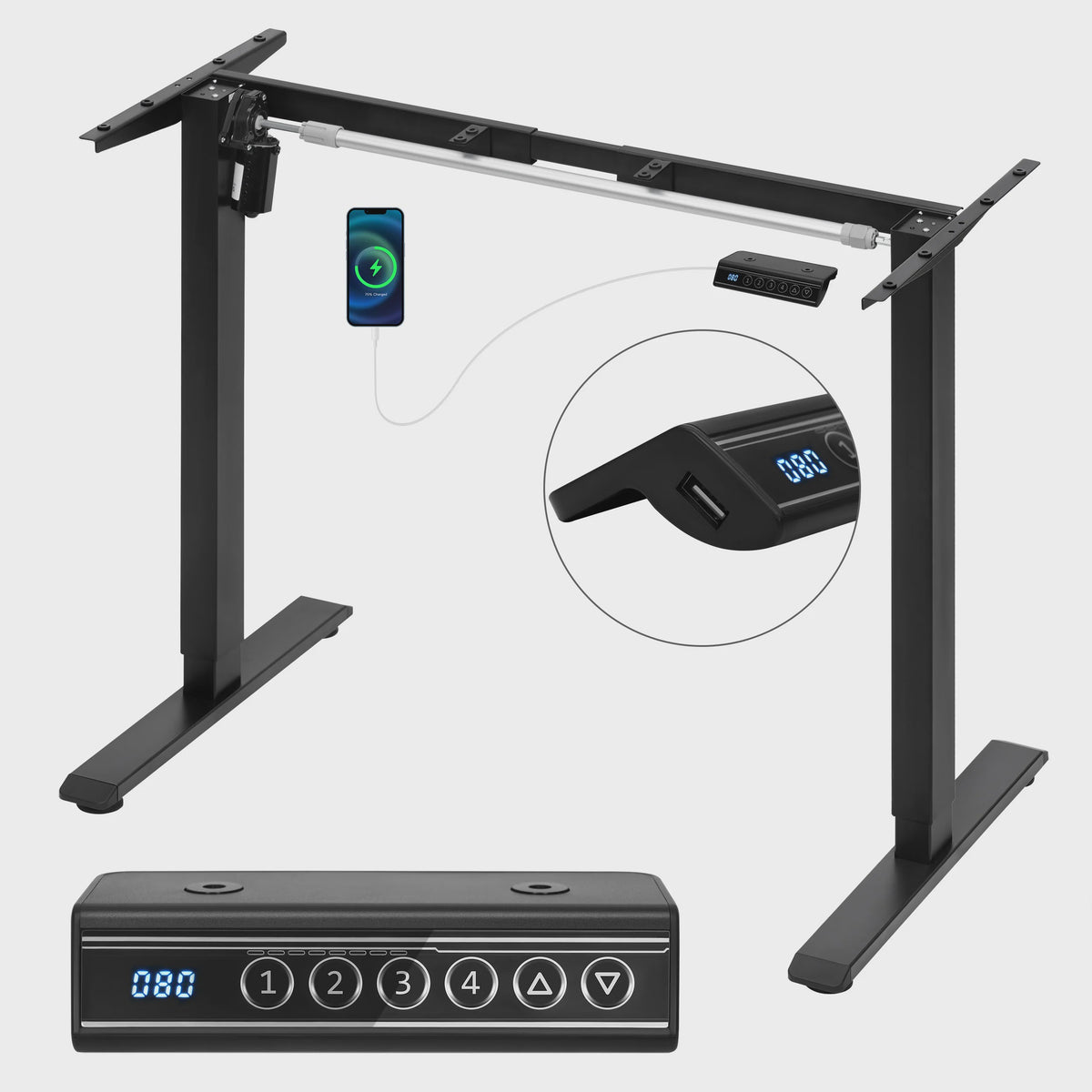 Elektrisch Verstelbaar Bureau Frame met Geheugenfunctie en USB-poort - Sta-bureau