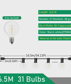 Waterdichte LED Tuinslinger Verlichting G40 - 9M tot 17M - Sfeervolle Buitenverlichting