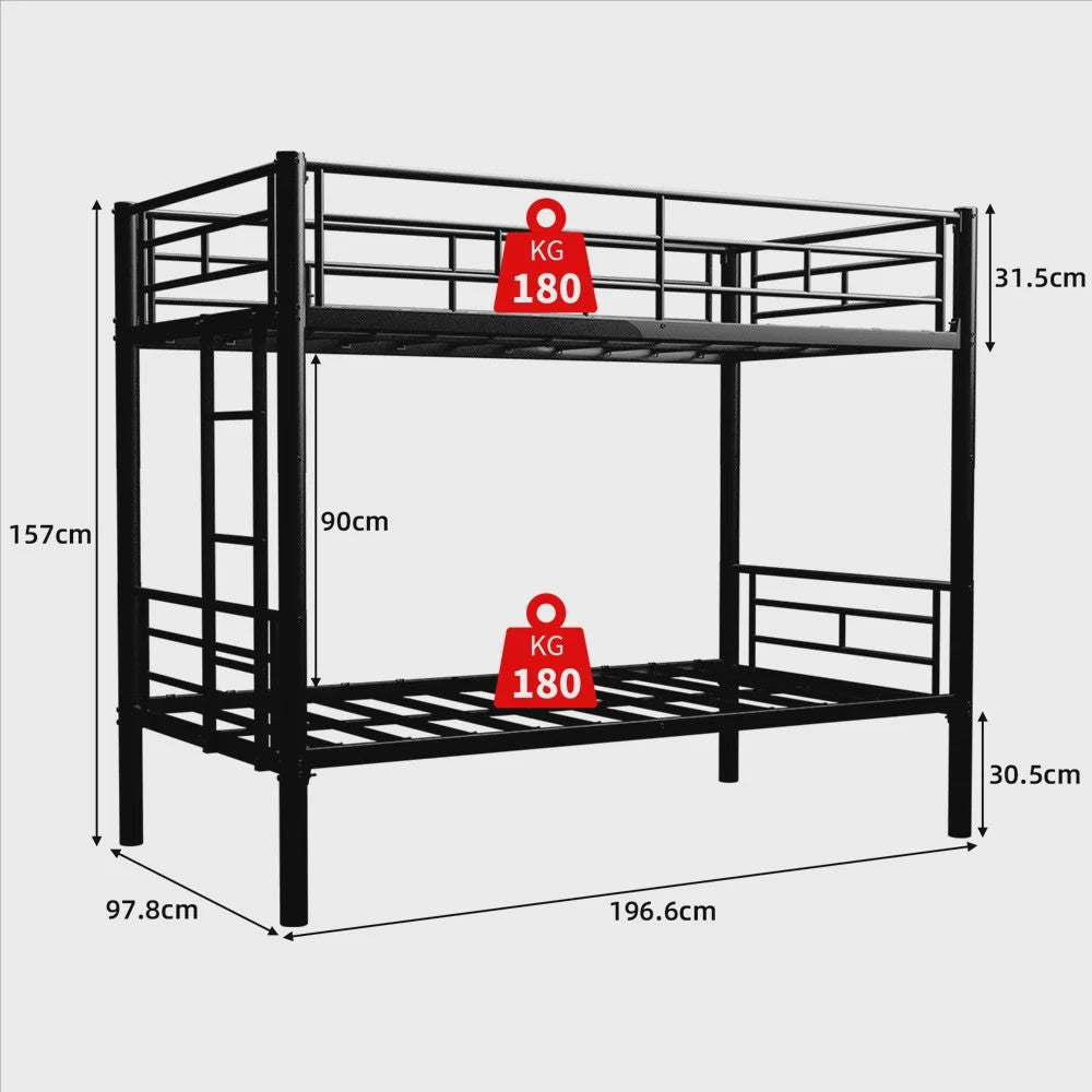 Stapelbed Kinderen 90x200cm - Veilig, Omvormbaar tot 2 Enkele Bedden met Ladder