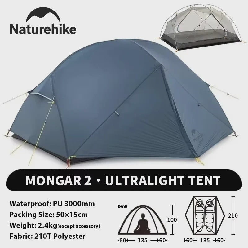 Naturehike Mongar 2-Persoons Tent: Ultralicht, Waterdicht & Duurzaam voor Outdoor Avonturen