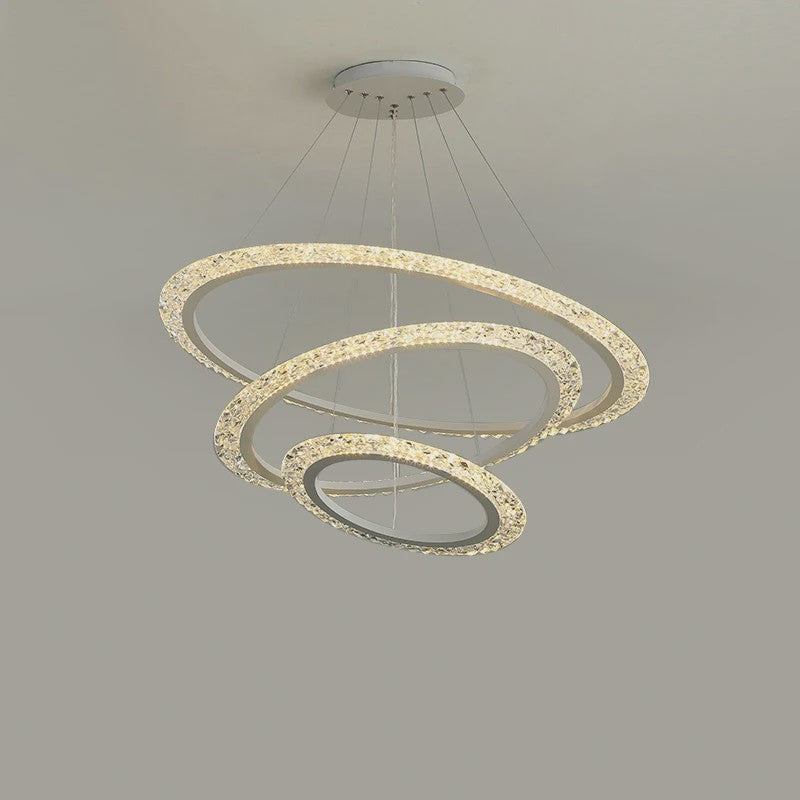 Luxe Gouden LED Ring Hanglamp met Kristaldecoratie - Modern Design Kroonluchter voor Woonkamer & Eetkamer