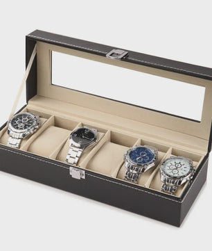 Luxe PU Leder Horlogedoos met Glazen Deksel - Diverse Vakverdelingen (2-12 Girds)