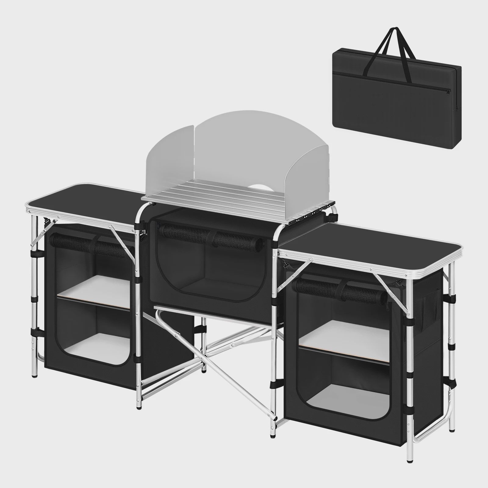 WOLTU Aluminium Camping Keuken - Opvouwbaar met Werkbladen en Opbergruimte