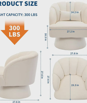 Draaibare Fluweel Lounge Fauteuil met 360° Rotatie - Comfortabele Leesstoel